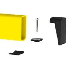 Fixations bastaing au sol jaune et noir