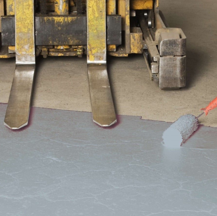 Peinture de sols antidérapante de couleur argent.