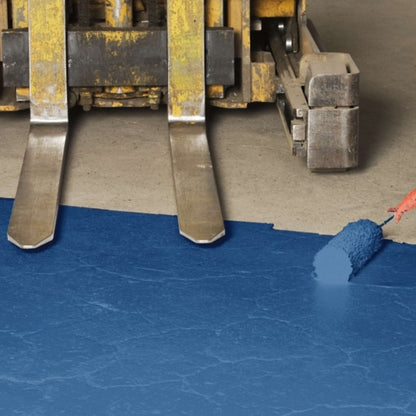 Peinture de sols antidérapante de couleur bleu.