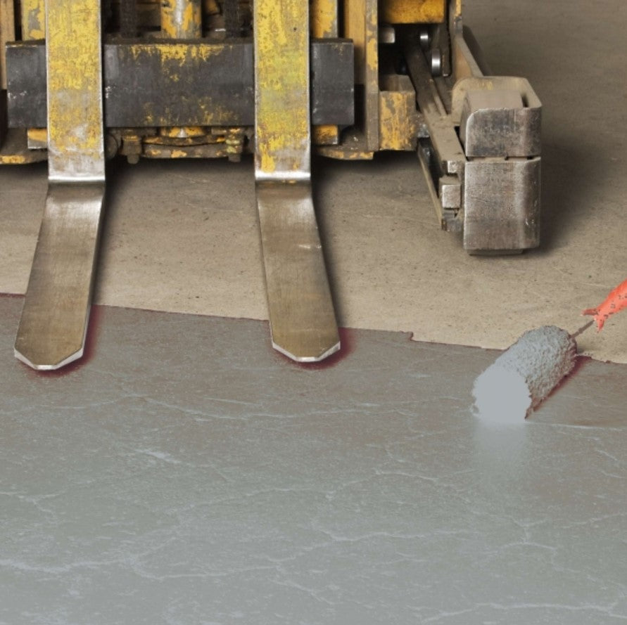 Peinture de sols antidérapante de couleur grise.