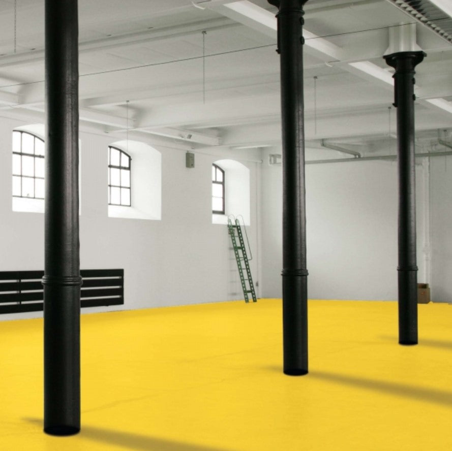 Peinture de sols bi-composants jaune.