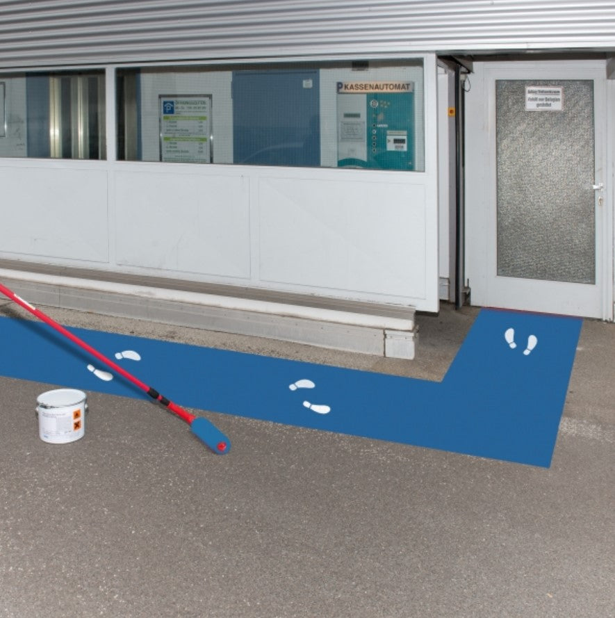 Peinture de sols extérieure bleu.