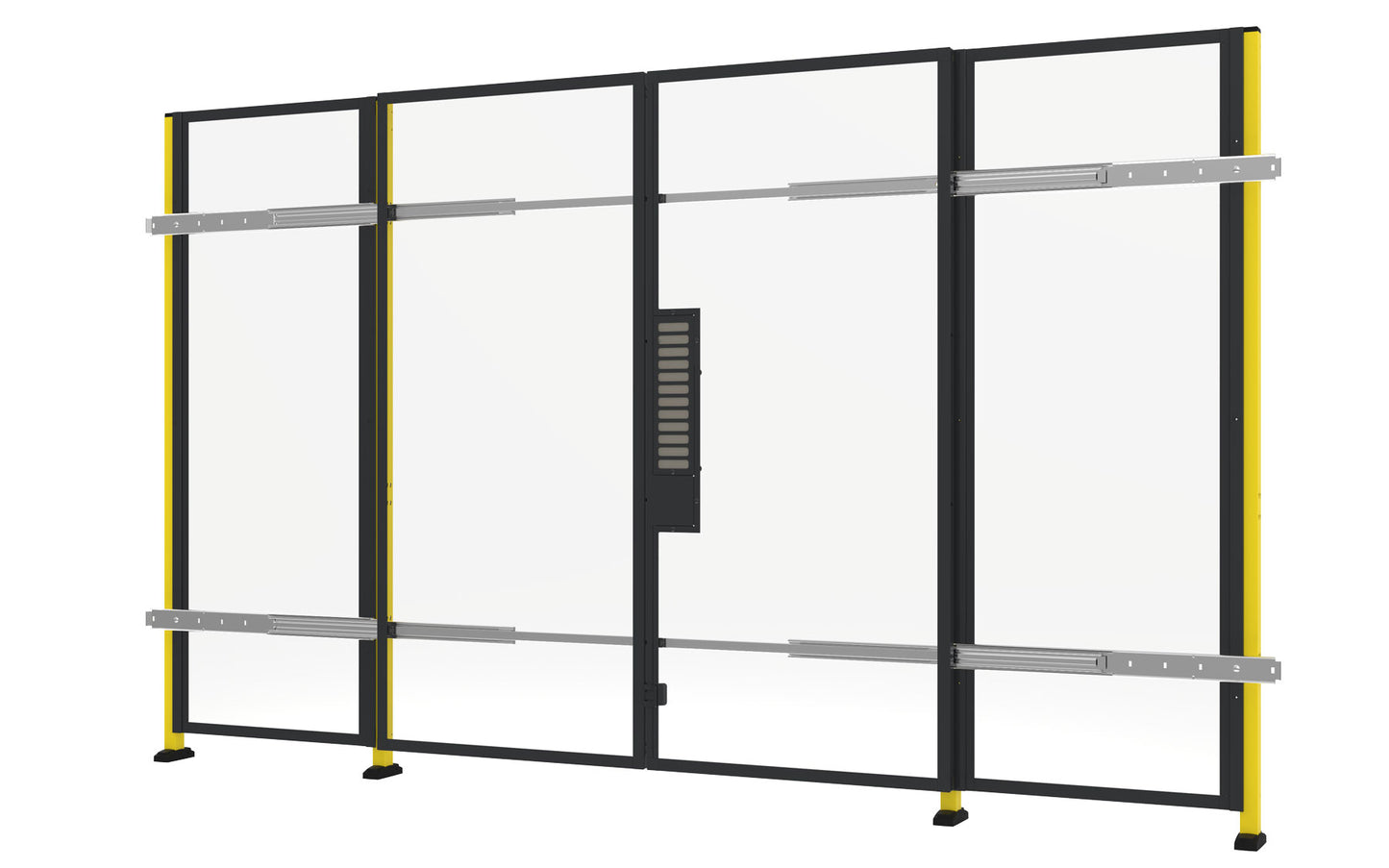 Une porte coulissante double de 1800mm de long jaune et noir.