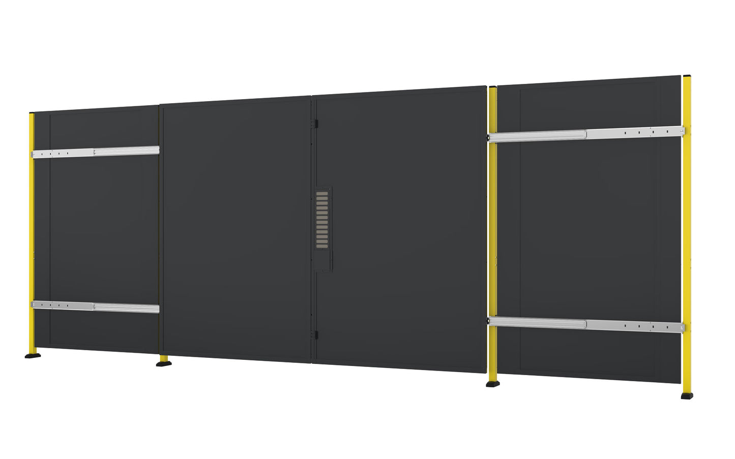 Une porte coulissante double de 2800mm de long jaune et noir.