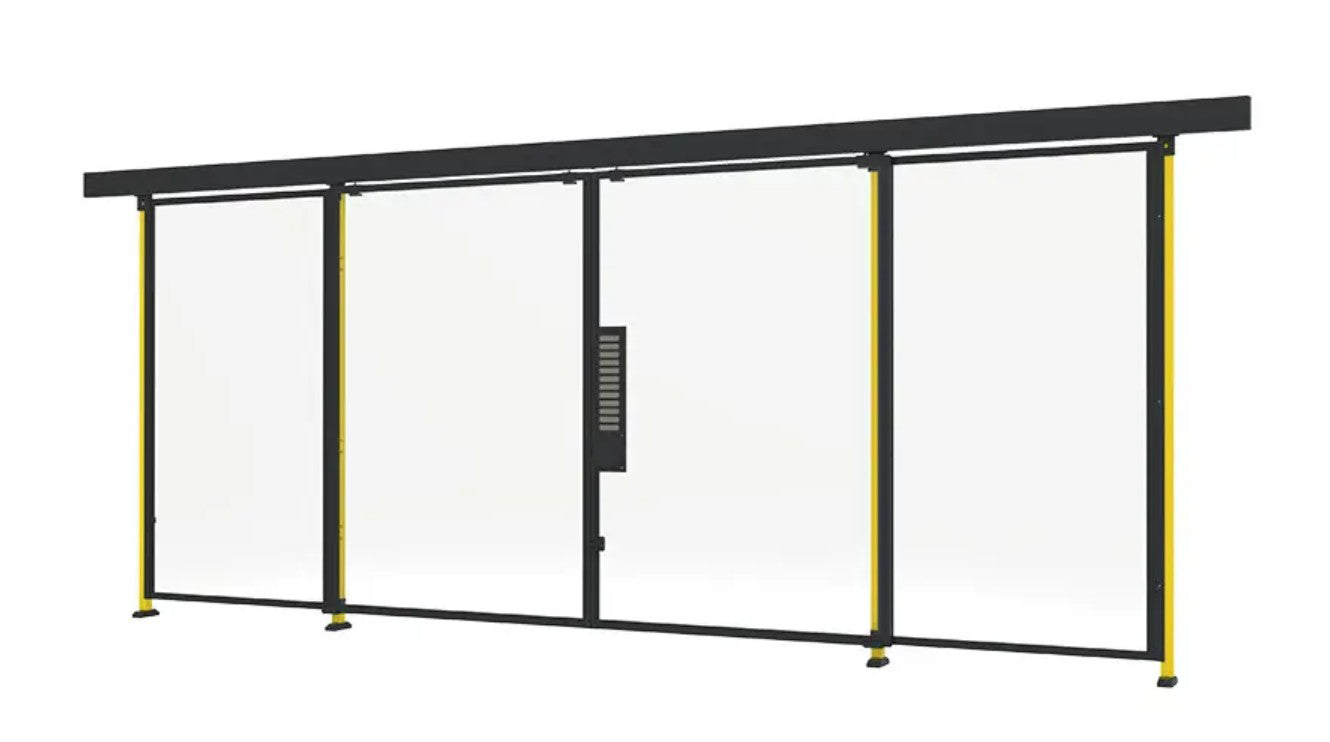 Une porte de 2900mm de longueur jaune et noir.