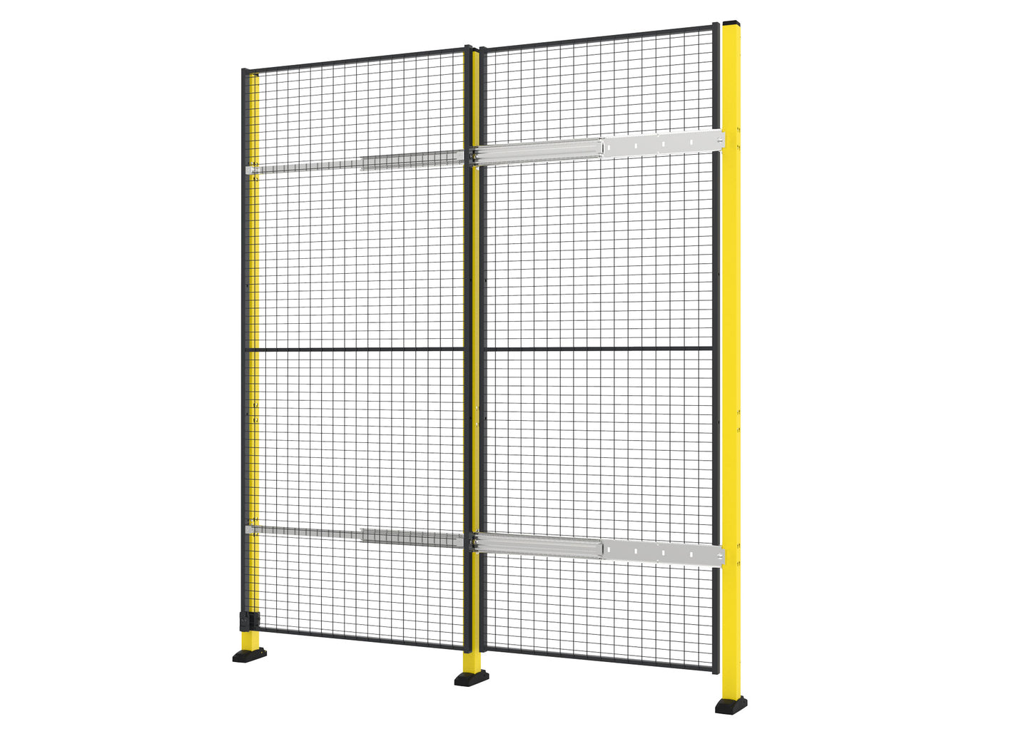 Une porte coulissante sans rail de 1800mm de long jaune et noir.