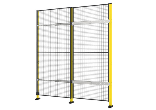 Une porte coulissante sans rail de 1800mm de long jaune et noir.