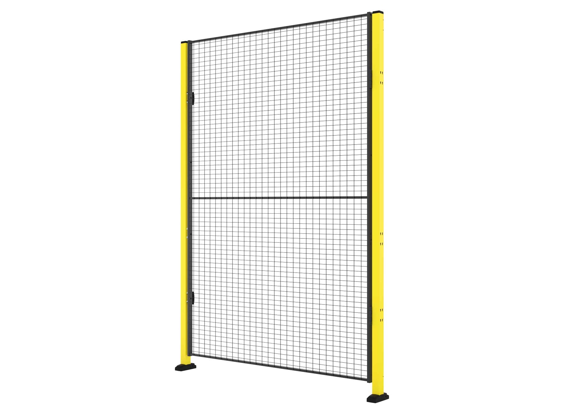 Une porte simple battante sans traverse jaune et noir.