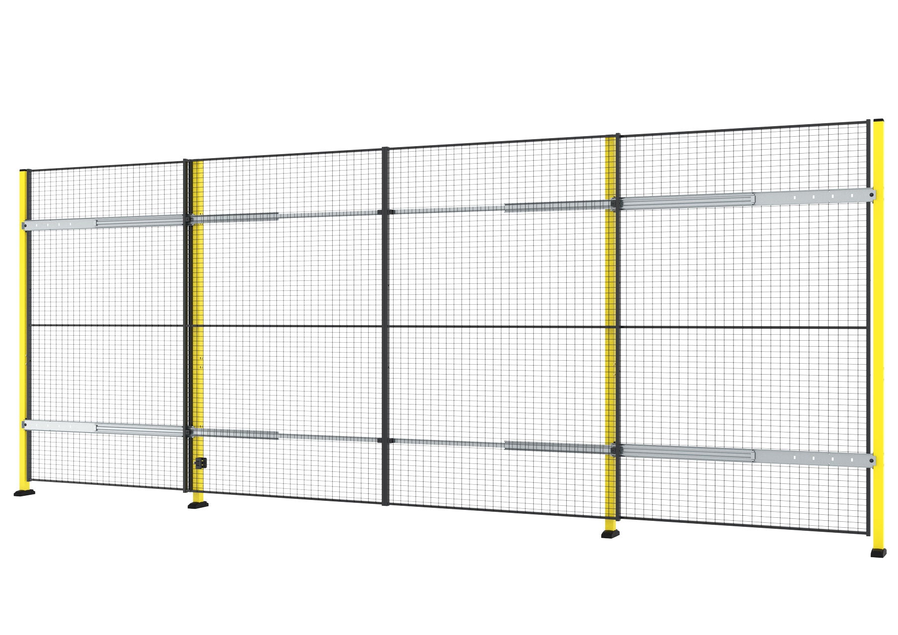 Une porte coulissante double de 2800mm jaune et noir.