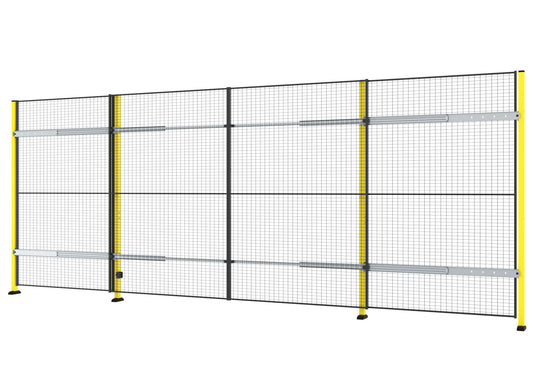 Une porte coulissante double de 2800mm jaune et noir.
