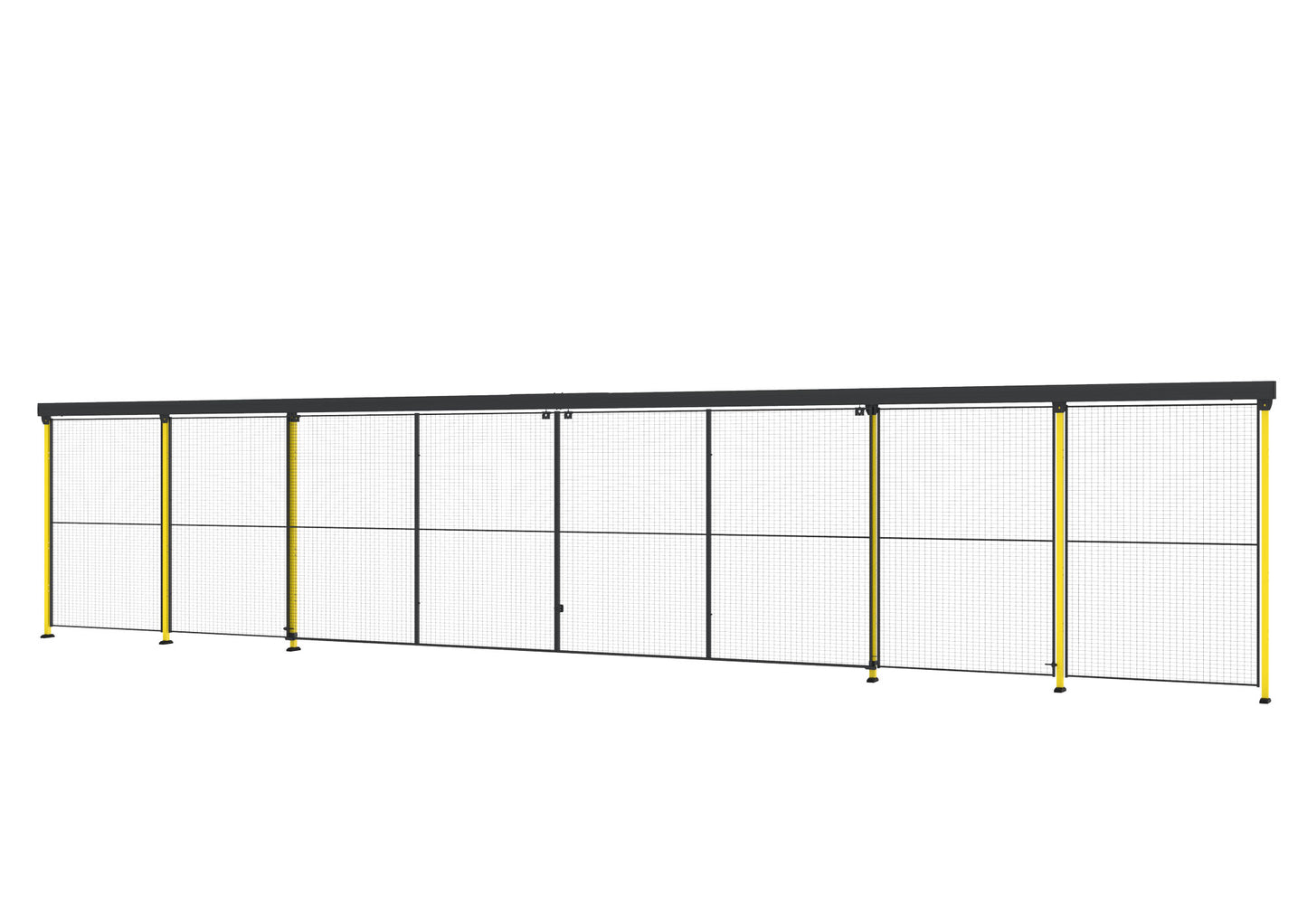Une porte de 5900mm de longueur jaune et noir.