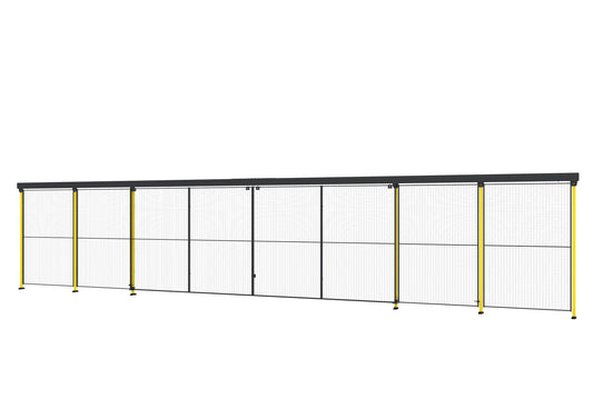 Une porte de 5900mm de longueur jaune et noir.