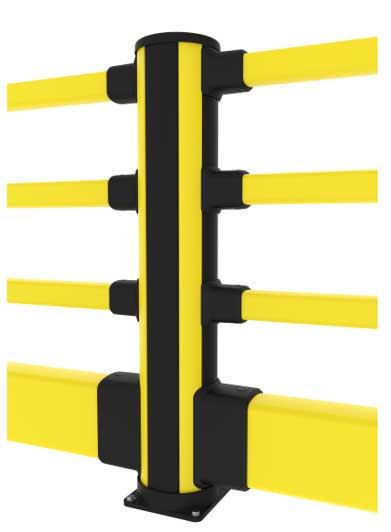 Poteau intermédiaire de barrière piétonne avec un bastaing simple