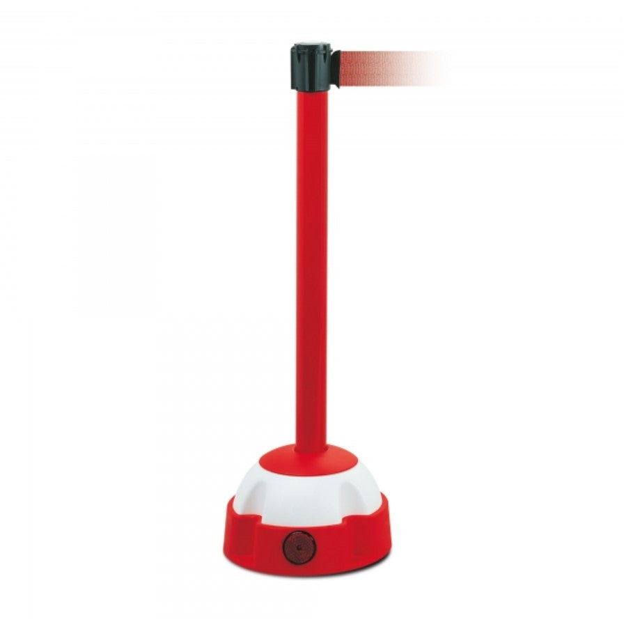 Potelet à sangle en aluminium de 985 mm de hauteur et 60 mm de diamètre rouge.