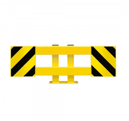 Protection de fin de rayonnages jaune et noir de 900mm.